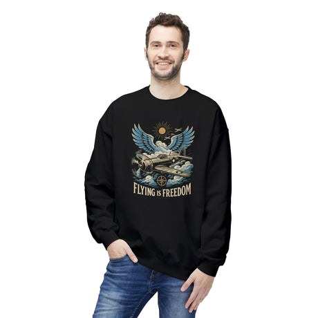 Flying Is Freedom Sweatshirt — Retro Winged Plane Vintage Crewneck US