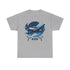 Vintage Propeller Plane T-Shirt laid flat displaying the clean white canvas and vibrant blue gradient illustration.
