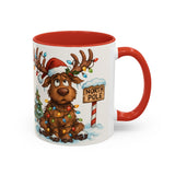 Christmas Reindeer Coffee Mug with a playful design perfect for enjoying warm drinks during the cold winter months.