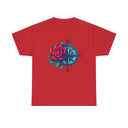 Detailed view of the Compass Rose design on the Compass Rose Tee — Red Rose Nautical Compass Graphic T-Shirt.