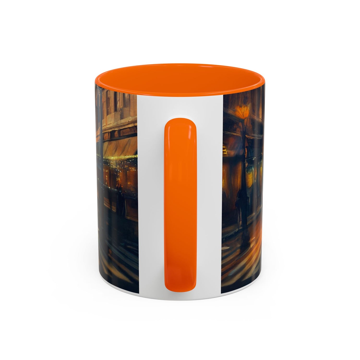Vintage-Inspired Cityscape Accent Coffee Mug - 11oz &amp; 15oz featuring vibrant artistic details.