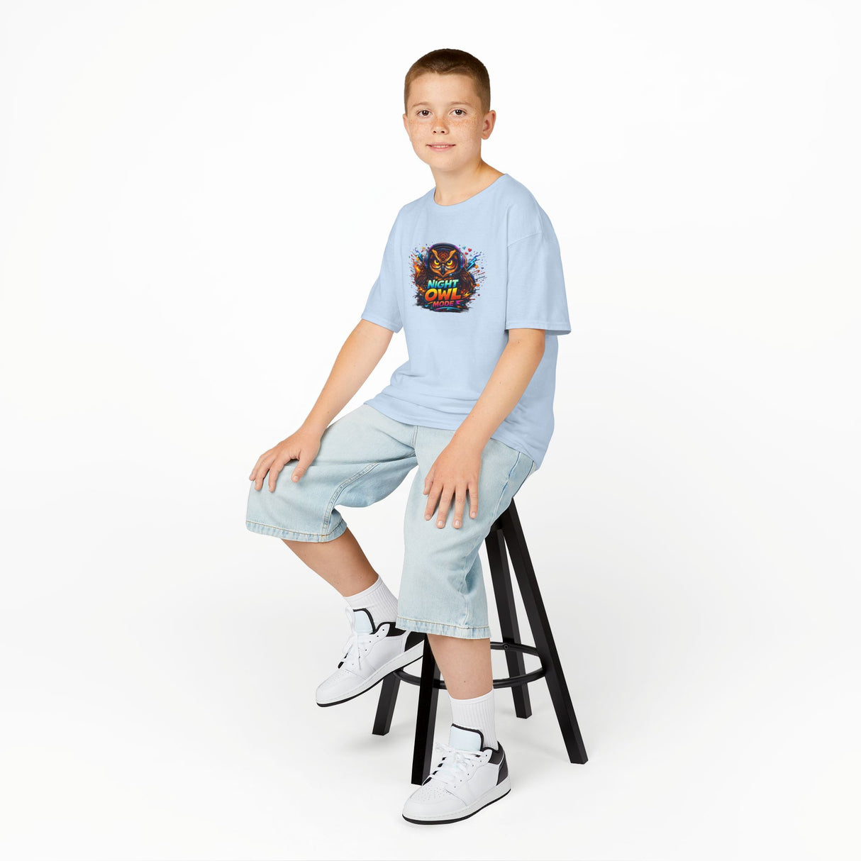 'Night Owl' Colorful Gamer Owl Graphic —  Kids Tee