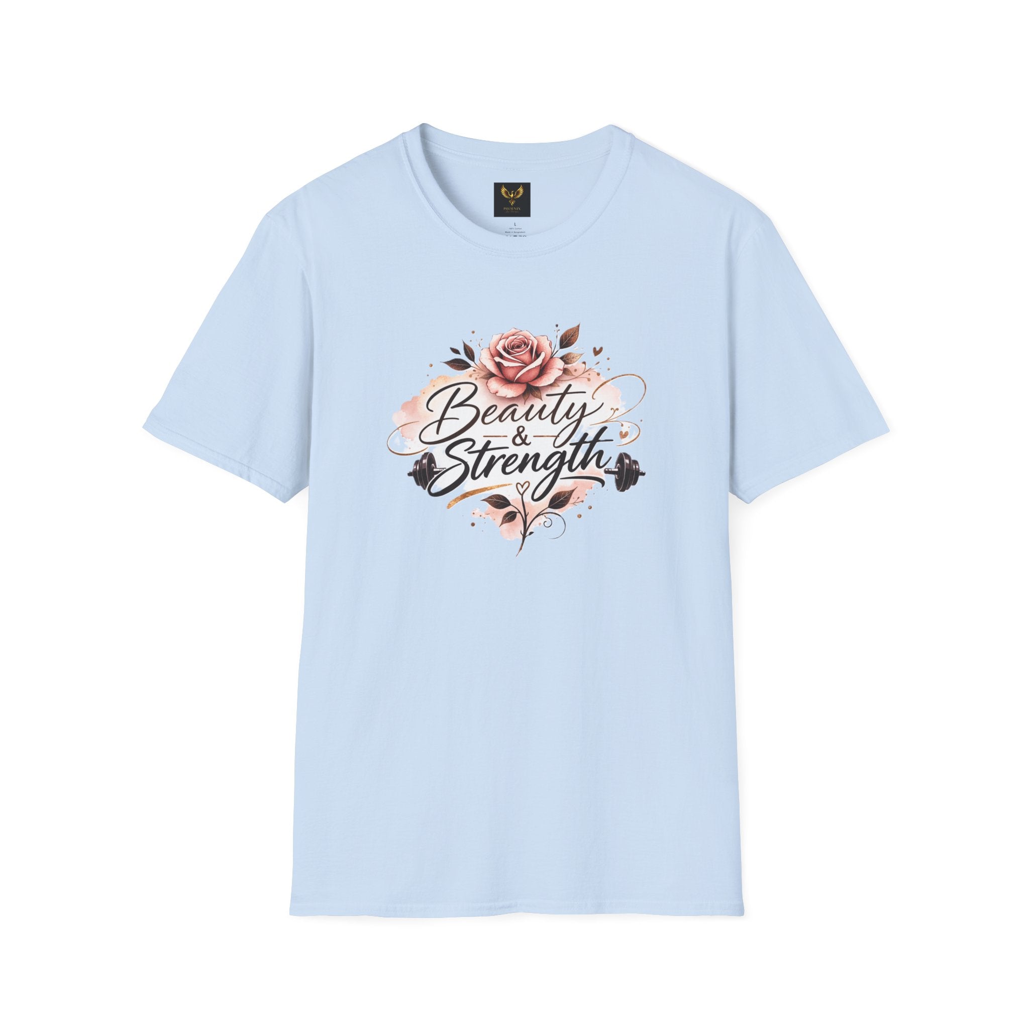 Beauty &amp; Strength Floral Inspirational Motivational T-Shirt