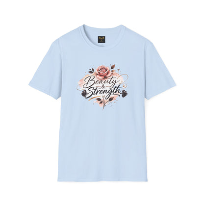 Beauty &amp; Strength Floral Inspirational Motivational T-Shirt