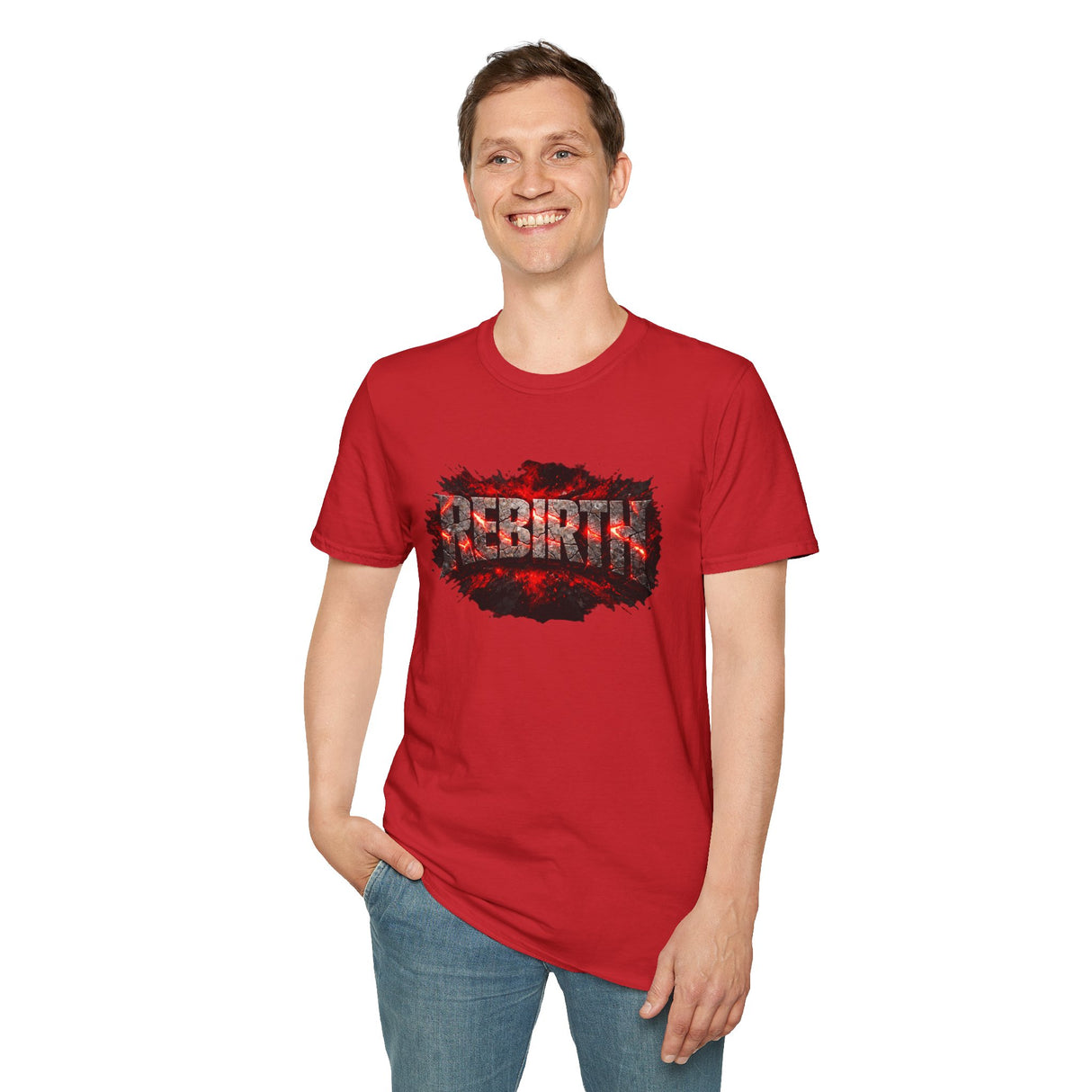 Rebirth Graphic T-Shirt — Distressed Red Flame Logo Tee