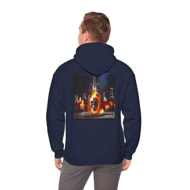Skull Potion Bottle Hoodie - Witchy Gothic Spellcraft Sweatshirt with cozy vintage design featuring a silhouette of a Spitfire.