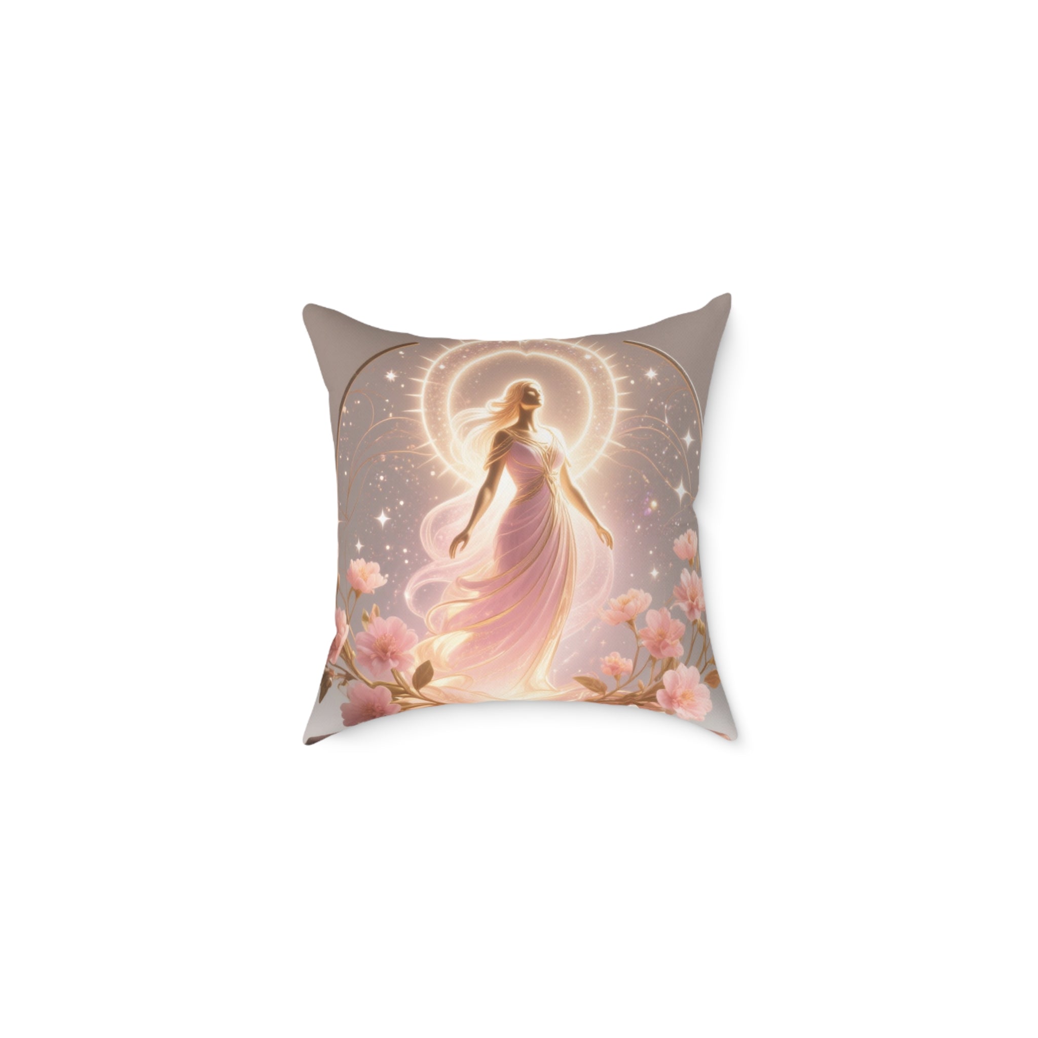 Angel Light Decorative Pillow — Ethereal Goddess Floral Throw Cushion   16" × 16" US