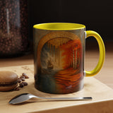 Vibrant colors of Autumn Portal Coffee Mug set against a neutral backdrop.