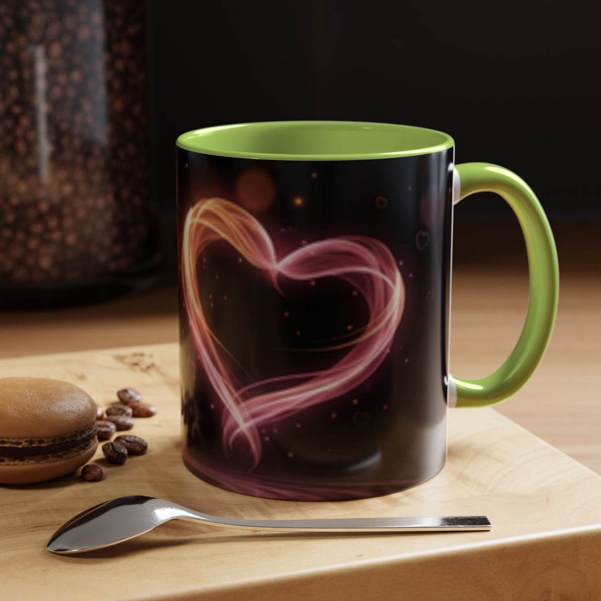 Neon Heart Accent Coffee Mug – Romantic Glow 11/15oz US