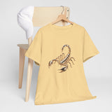 Detailed view of the scorpion illustration on the Scorpion Graphic Tee — Desert Scorpion Illustration T-Shirt.