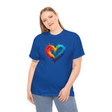 User review snapshot of the Rainbow Drip Heart T-Shirt, highlighting satisfaction with its comfort and style.
