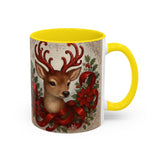Christmas Reindeer Coffee Mug on a kitchen counter, showcasing everyday usability and holiday decor.