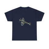 Flat lay of the vintage WWII Spitfire Fighter Plane T-Shirt with accessories for casual outfit inspiration