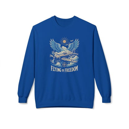 Flying Is Freedom Sweatshirt — Retro Winged Plane Vintage Crewneck US