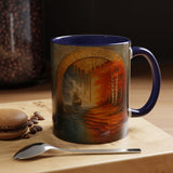 Autumn Portal Coffee Mug with glossy finish and colored interior, perfect for enjoying coffee or tea.
