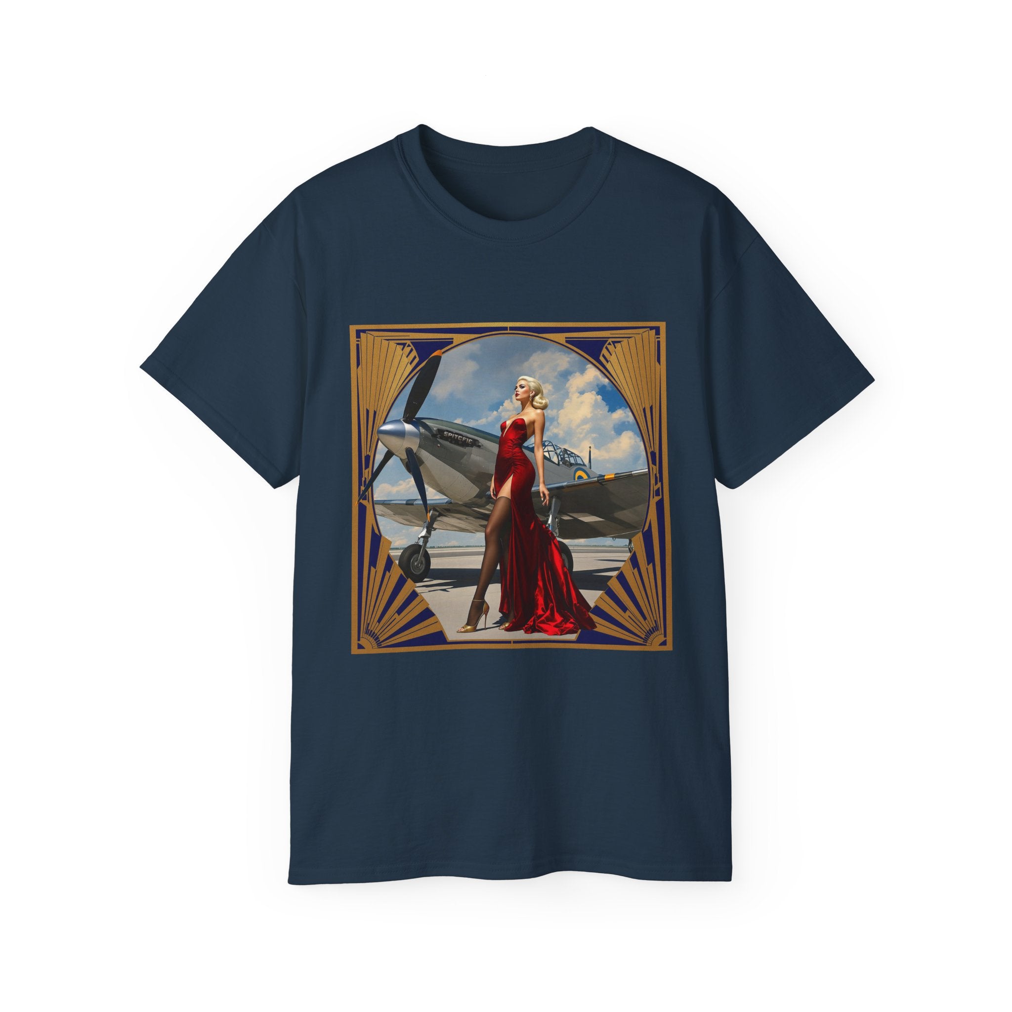 Vintage Glamour Aviation Tee, Retro Shirt, Unisex Graphic T-Shirt, Gift for Aviation Lovers, Art Deco Style Apparel