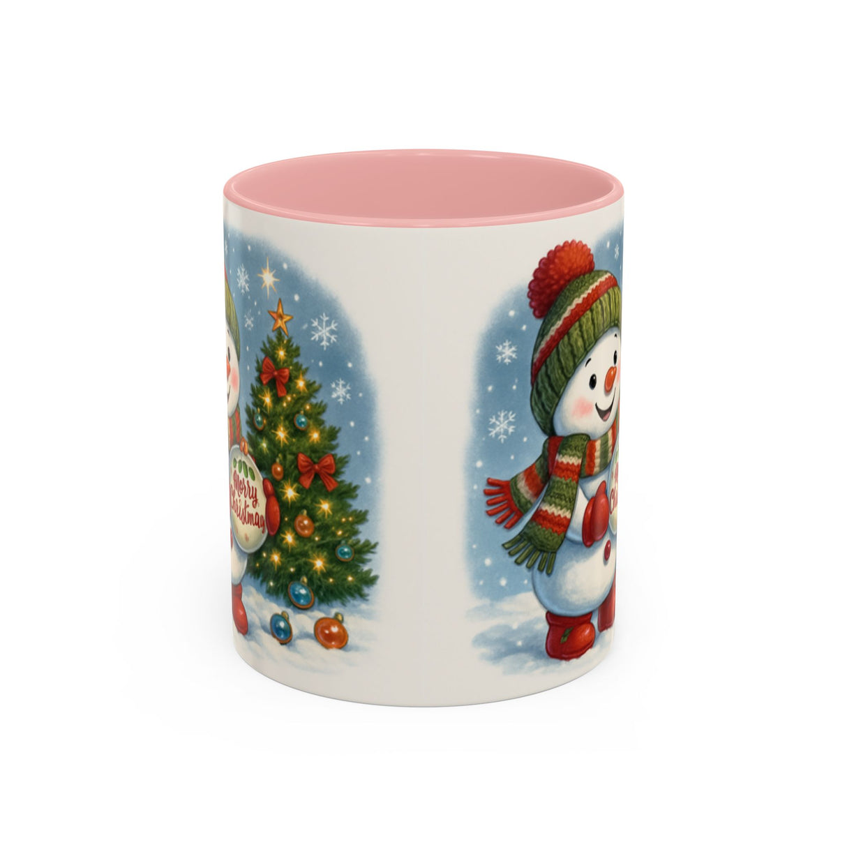 Christmas Snowman Coffee Mug, ideal for enjoying warm drinks during the holiday season, featuring a fun snowman design.