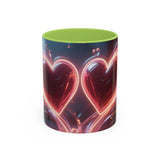 Neon Heart Accent Coffee Mug — Romantic Glow Cup for Valentine’s Day & Gifts US