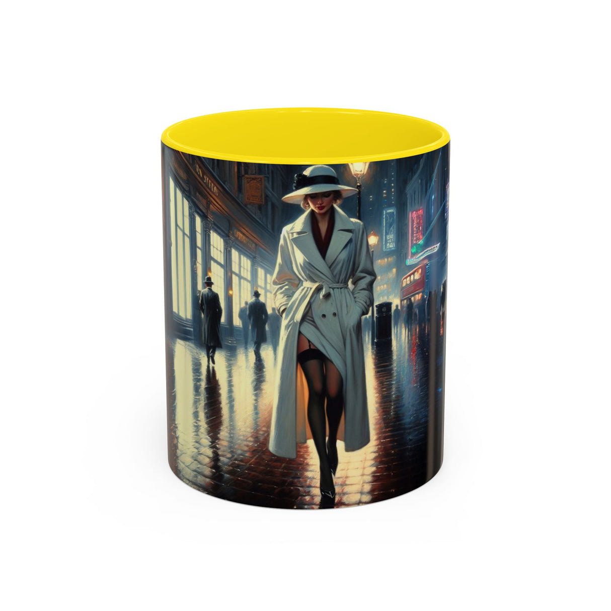 Elegant Urban Nightlife Coffee Mug held by a person enjoying their beverage, embodying a casual lifestyle.