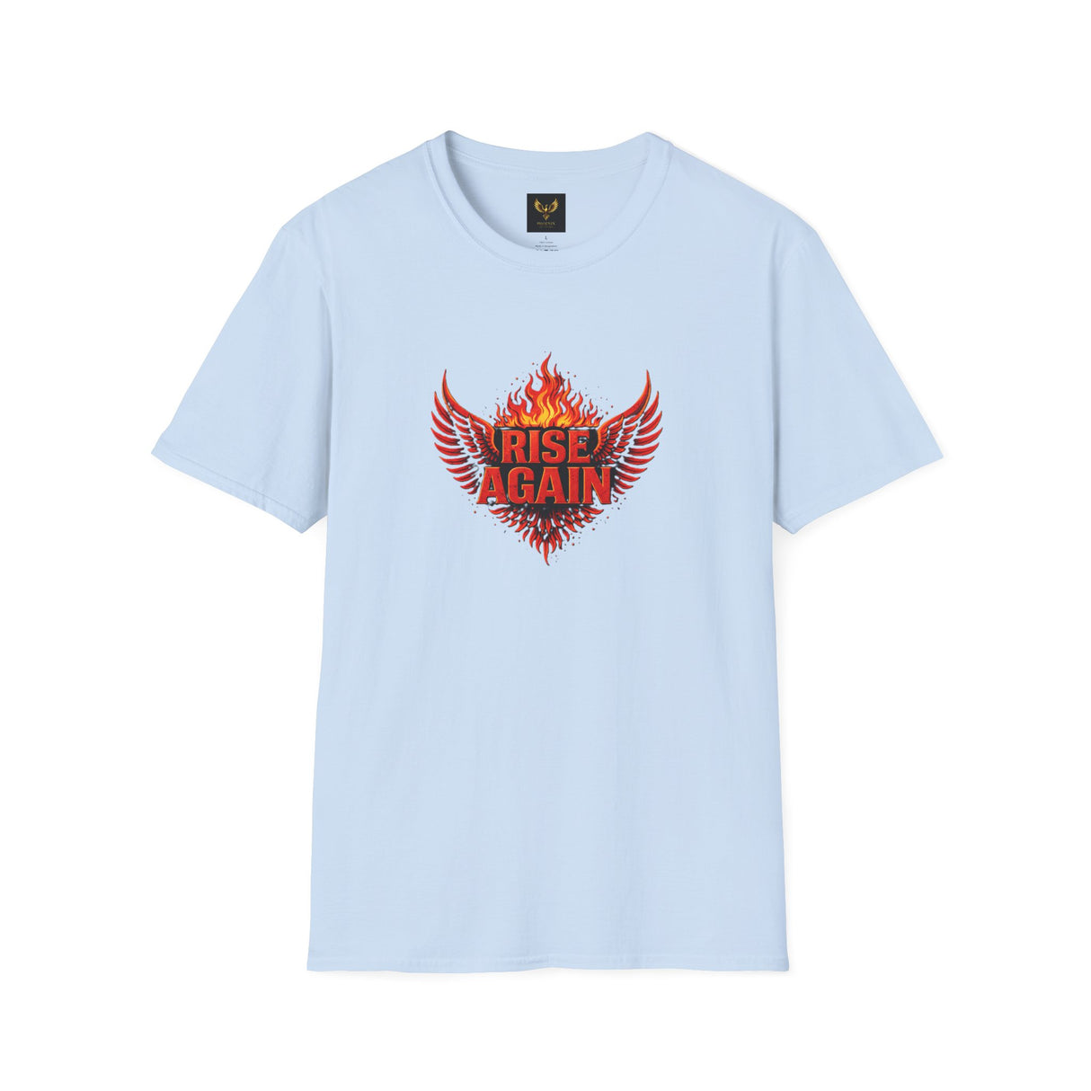 Rise Again Phoenix T-Shirt — Flaming Wings Motivational Tee