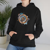 Artistic view of the Compass Rose Hoodie, celebrating wanderlust and adventure.