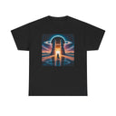 Retro cosmic portal artwork on Sci-Fi Gateway T-Shirt, perfect for sci-fi lovers.