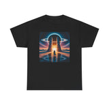 Retro cosmic portal artwork on Sci-Fi Gateway T-Shirt, perfect for sci-fi lovers.