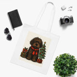 Packable Christmas Dog Tote Bag featuring a fluffy pup design for cheerful everyday use.