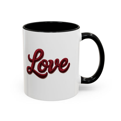 Love Accent Coffee Mug — Red Script Love Design (11oz)