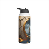 Autumn Voyage Stainless Steel Water Bottle featured in a picnic setting, showing its stylish design.