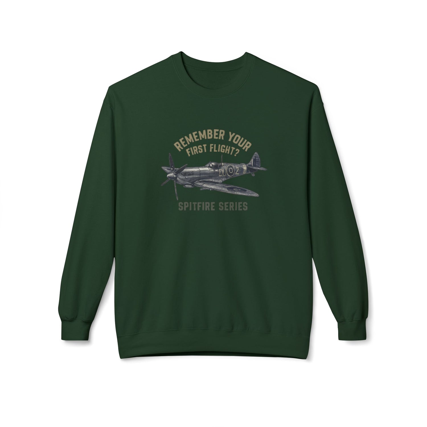 Spitfire Series Sweatshirt – "Remember Your First Flight" Vintage Plane Crewneck US