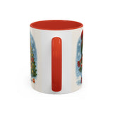 Christmas Snowman Coffee Mug filled with steaming hot cocoa, ready for a festive celebration.