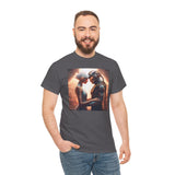 Romantic Sci-Fi Couple Tee — Futuristic Lovers Graphic T-Shirt featuring a classic crew neckline and soft, durable fabric.