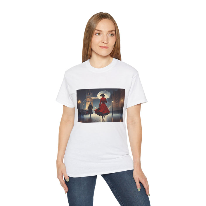 Charming Street Vintage Scene, Ultra Cotton Shirt, Vintage Aesthetic T-Shirt, Perfect Gift for Art Lovers, Everyday Wear, Casual Style