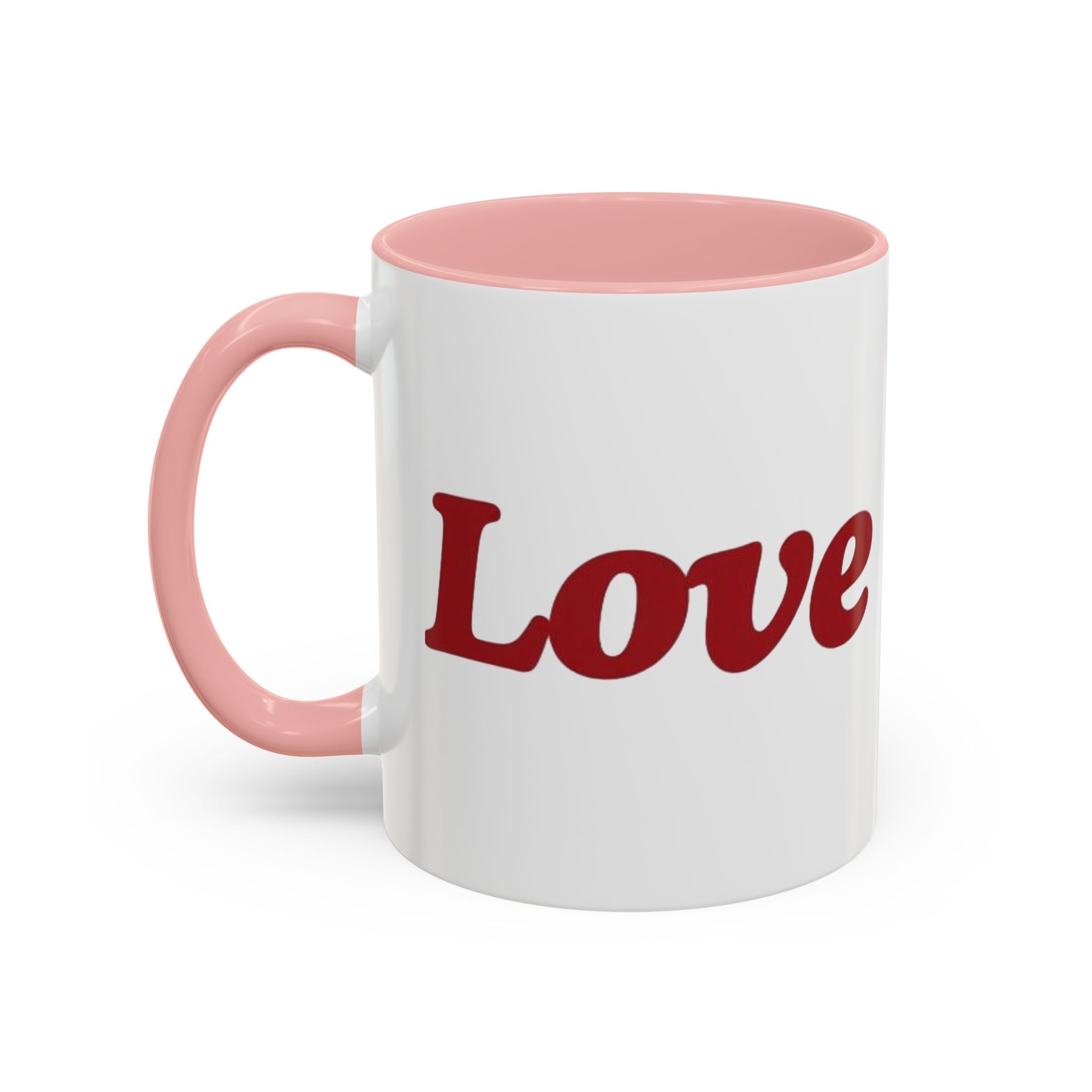 Love Accent Coffee Mug — Red Script Love Design (11oz)
