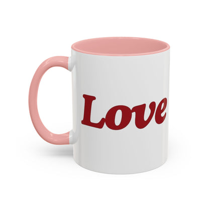 Love Accent Coffee Mug — Red Script Love Design (11oz)