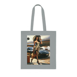 Chic Travel Cotton Tote Bag with a vibrant custom design, ideal for fashion-forward travelers.