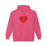 Heart Split Hoodie — Minimal Red Broken Heart Pullover