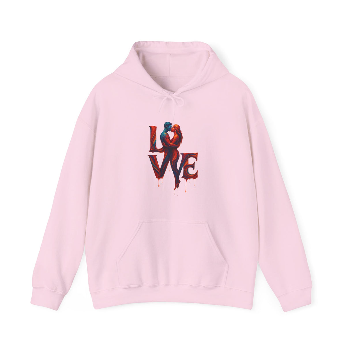 Front view of the Love Kiss Hoodie, highlighting the vibrant 'LOVE' graphic.