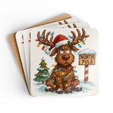 Cute Reindeer Christmas Cork Coaster Set neatly arranged, perfect for adding a festive touch to your home.
