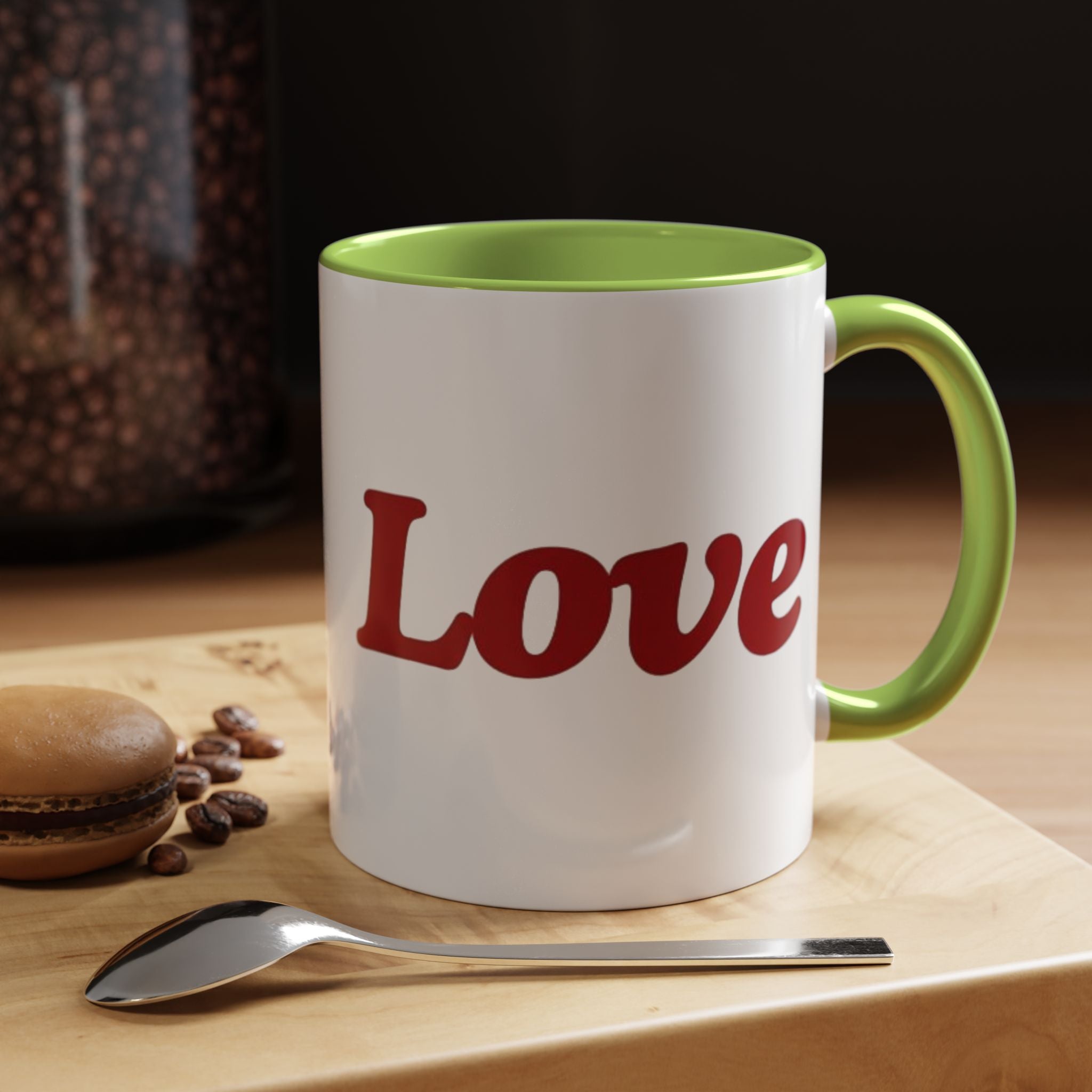 Love Accent Coffee Mug — Red Script Love Design (11oz)