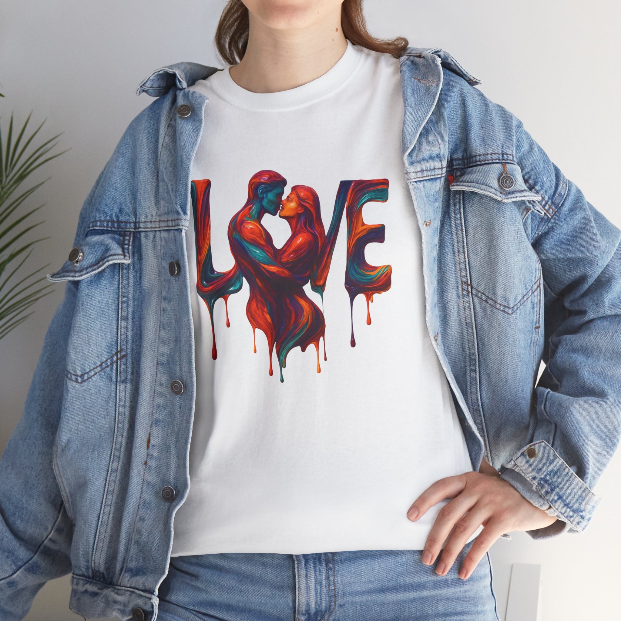 Love Heavy Cotton Tee For Him - Artful Expression for Couples, Gift for Anniversaries, Valentine's Day, Casual Wear, Art Lovers Tee