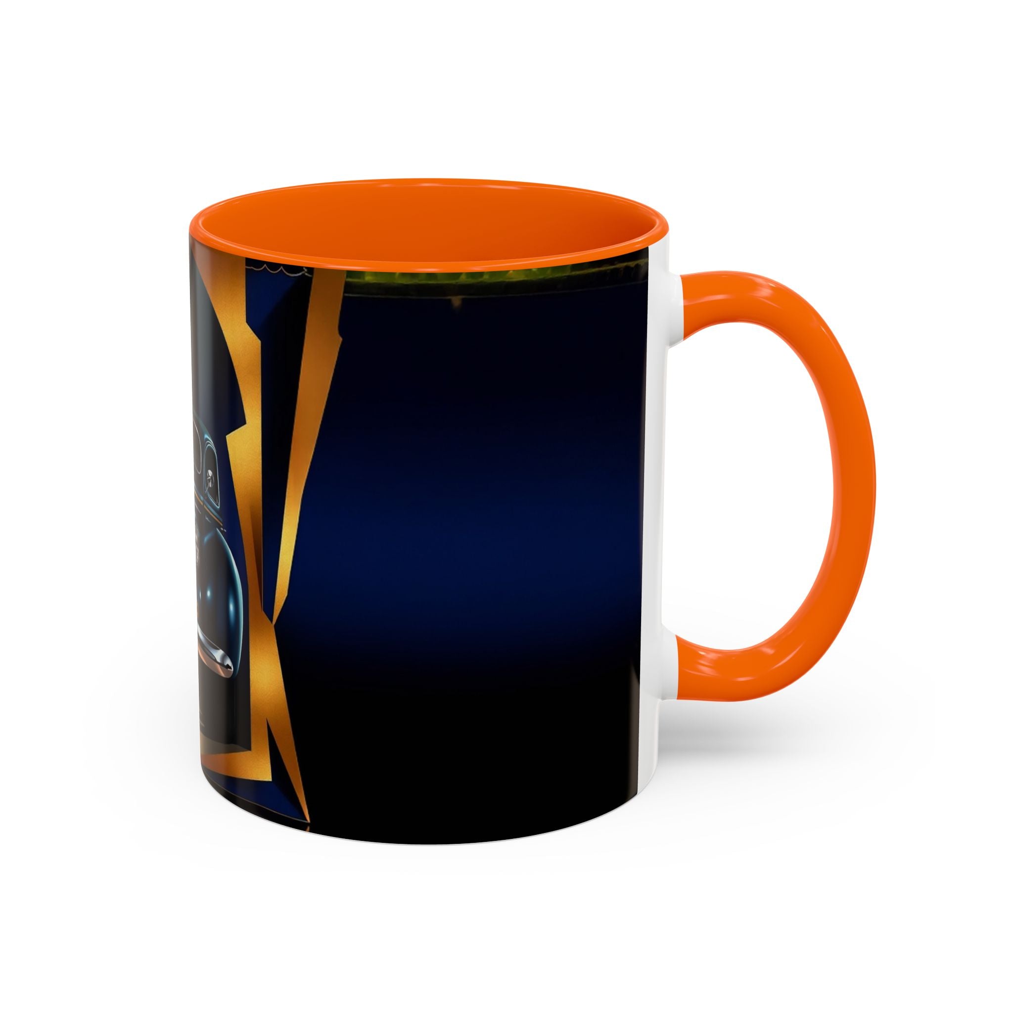 Vintage Pin-Up Coffee Mug - Classic Car Design on a rustic table, ideal for warm beverages.