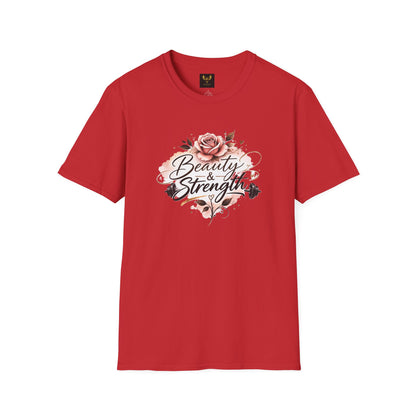 Beauty &amp; Strength Floral Inspirational Motivational T-Shirt