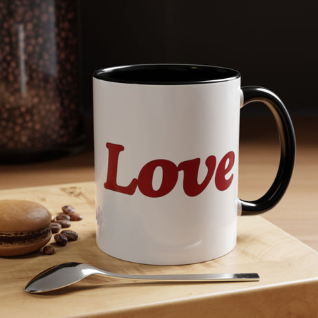 Love Accent Coffee Mug — Red Script Love Design (11oz)