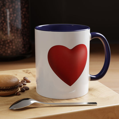 Heart Accent Coffee Mug – Red Heart Design (11oz)