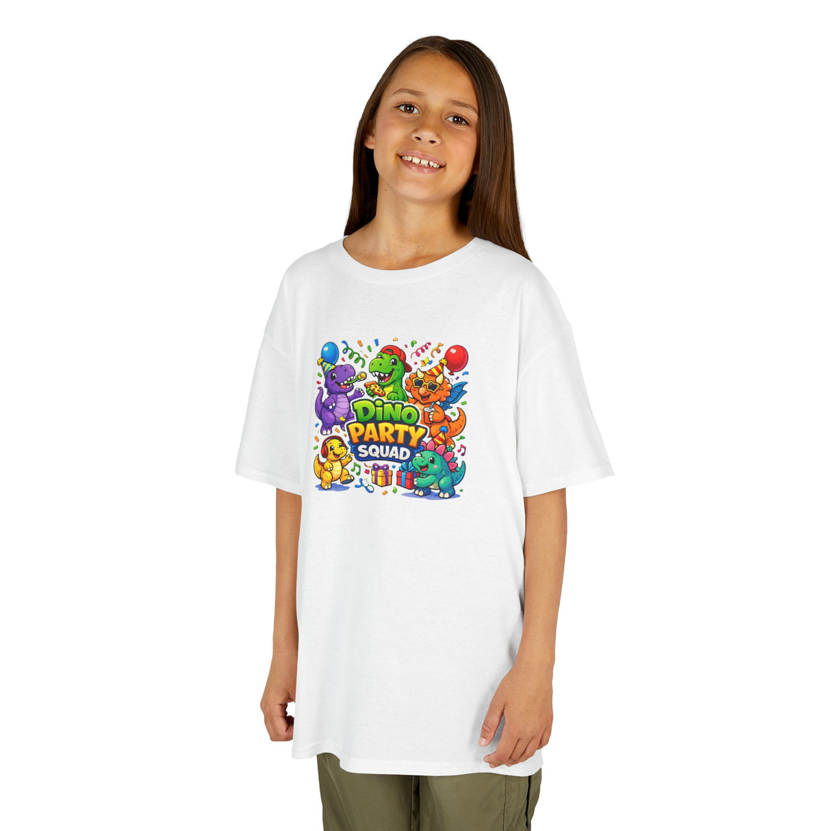 "Dino Party Squad" Colorful Birthday Dino Tee Kids  —  T-Shirt