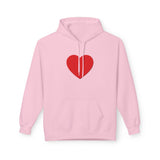 Heart Split Hoodie — Minimal Red Broken Heart Pullover