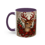 Side view of the Christmas Reindeer Coffee Mug highlighting its artful design and glossy finish.
