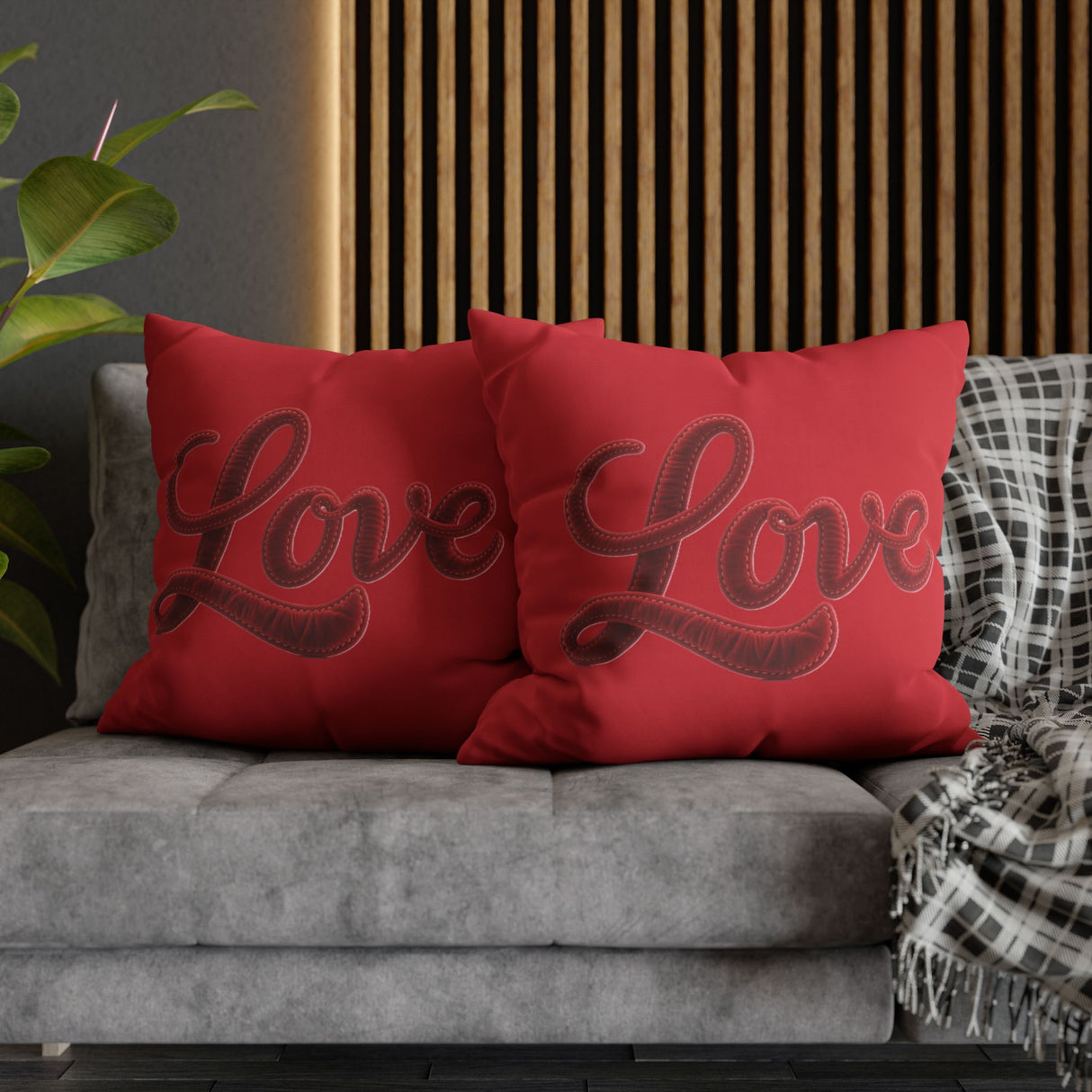 Love Script Pillowcase — Red Decorative Throw Pillow Cover